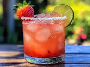 Strawberry margarita on the rocks recipe picture