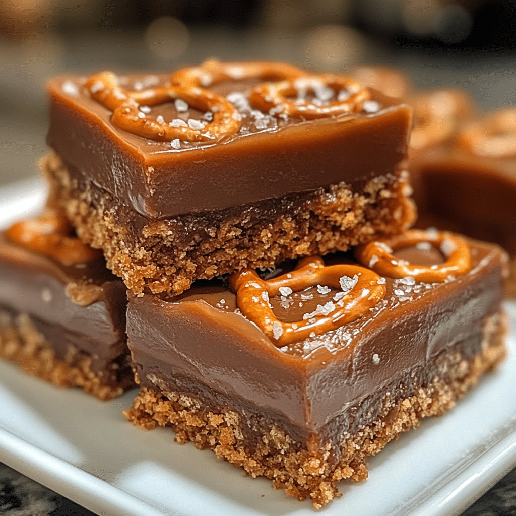 No-Bake Salted Caramel Pretzel Bars