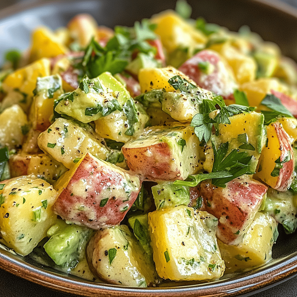 Deliciously Creamy Vegan Potato Salad with Avocado & Herbs