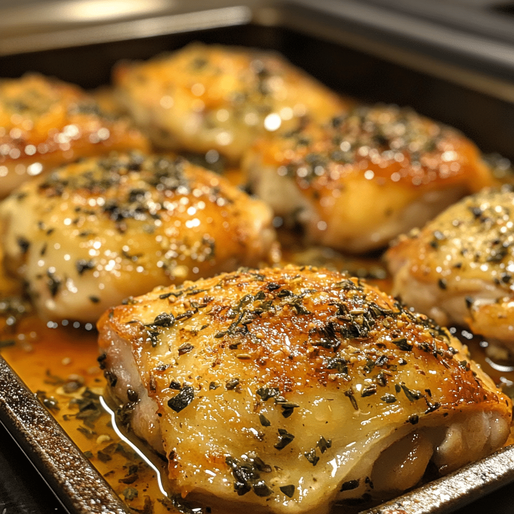 Savory Crispy Oven-Baked Chicken Thighs with Herbs