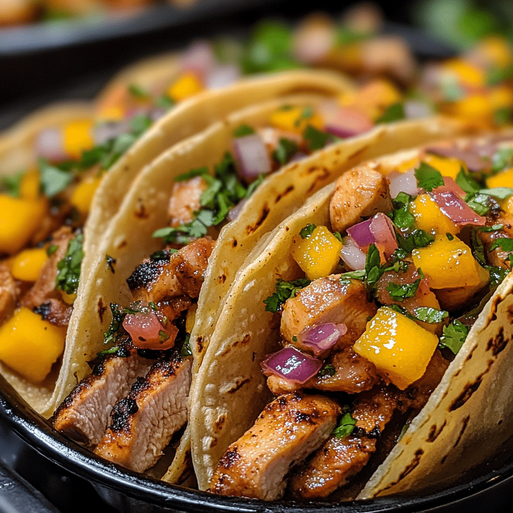 Chicken Street Tacos with Mango Salsa Twist