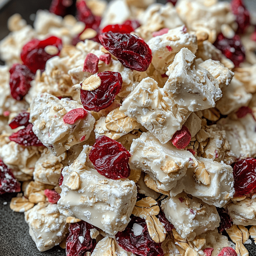 No-Bake White Chocolate Cranberry Oat Clusters