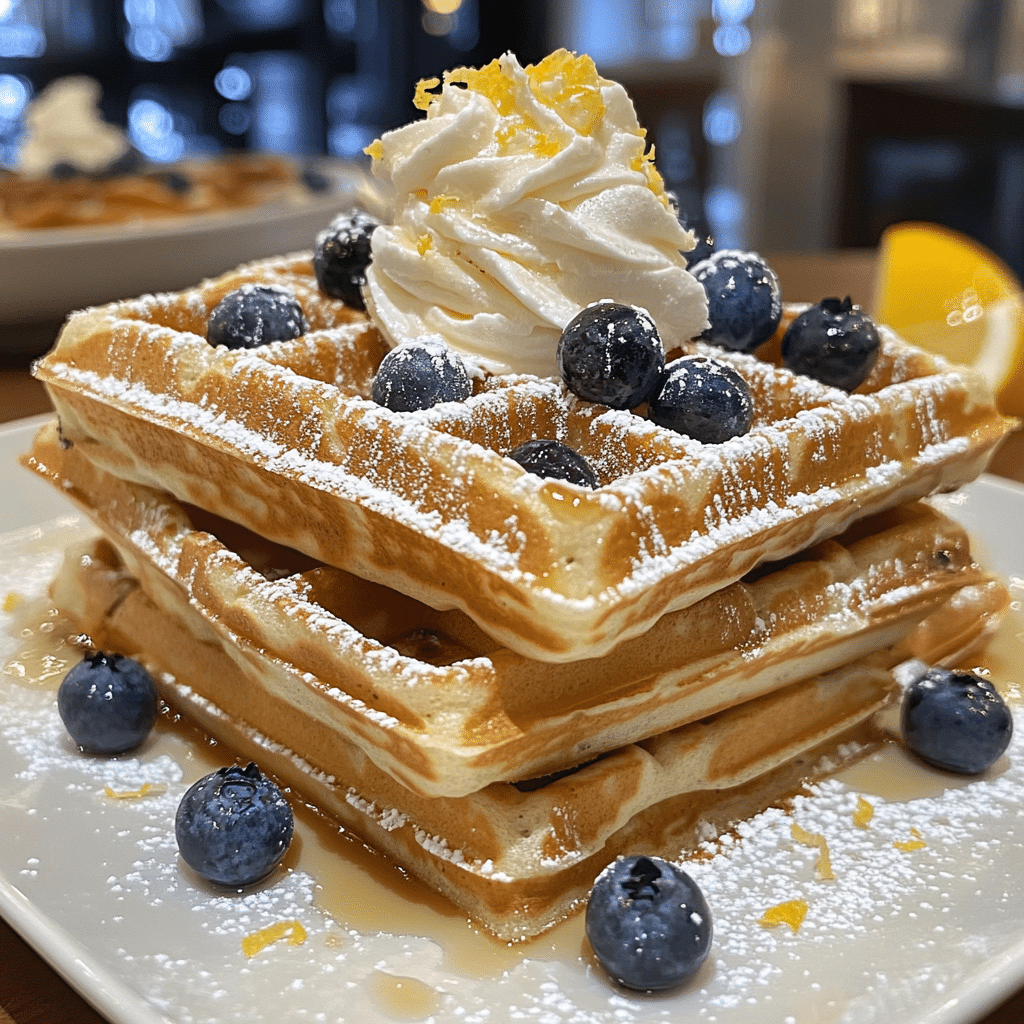 Fluffy Blueberry Waffles with Lemon Zest Twist
