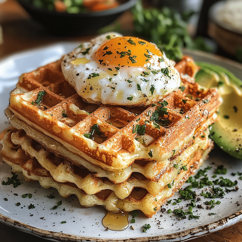 Crispy Savory Waffles with Herbs and Cheesy Goodness