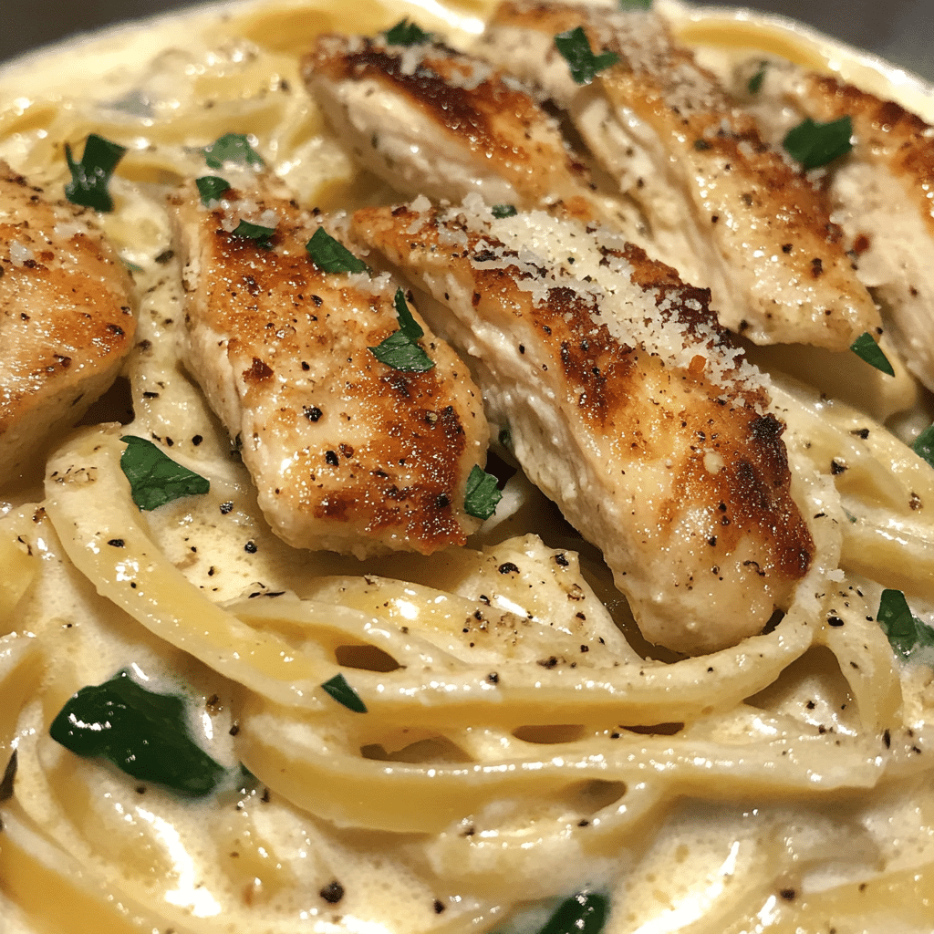 Creamy Garlic Chicken Pasta with Fresh Herbs and Spinach
