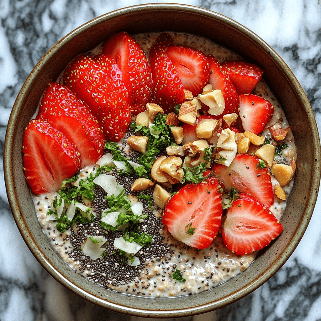 Strawberry Overnight Oats with Chia & Almond Milk