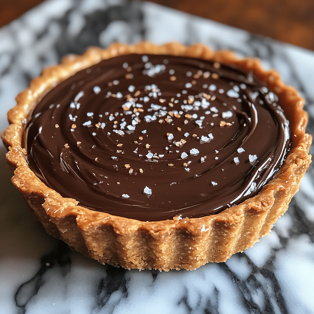 Decadent Salted Dark Chocolate Tart with Sea Salt Caramel Drizzle