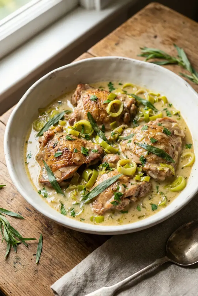 Tarragon Chicken Fricassee with Leeks