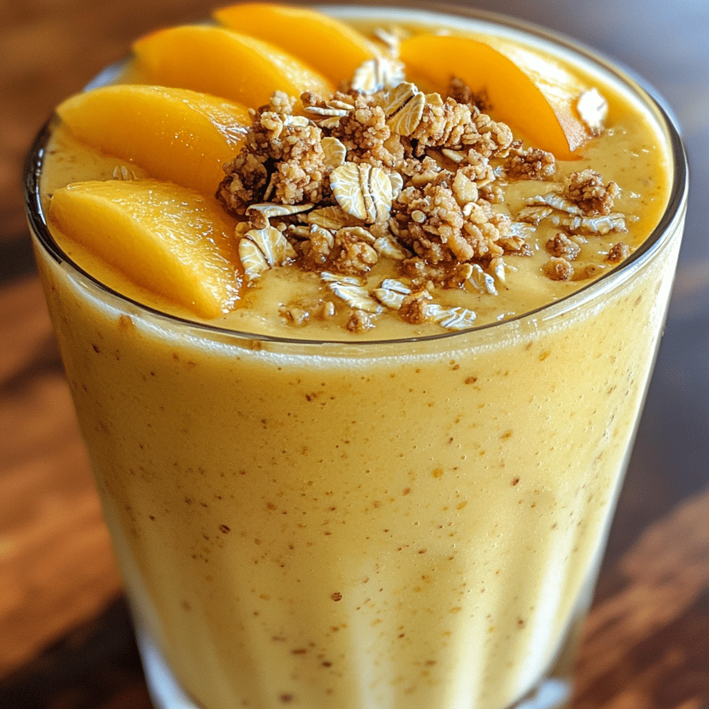 Creamy Peach Oat Breakfast Smoothie